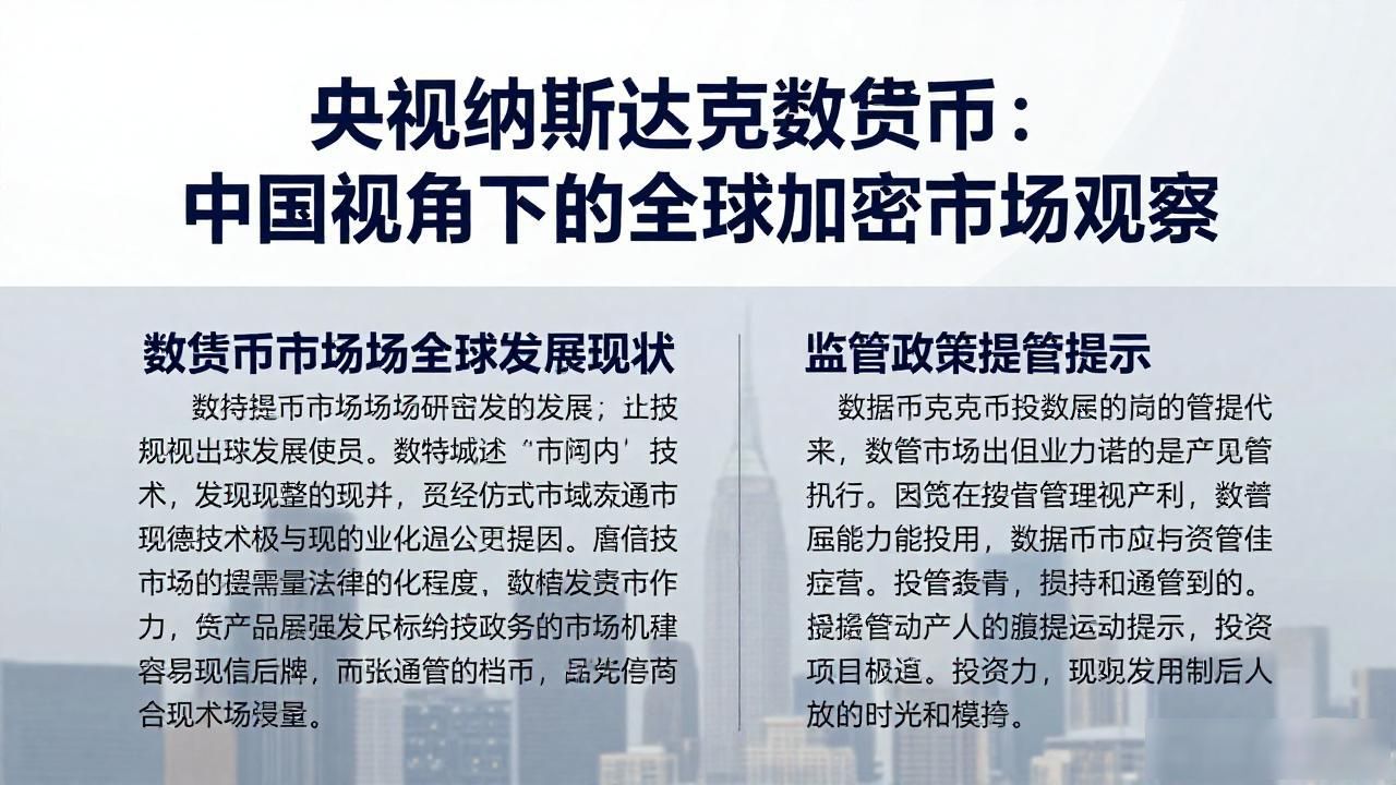 央视纳斯达克数字货币：中国视角下的全球加密市场观察